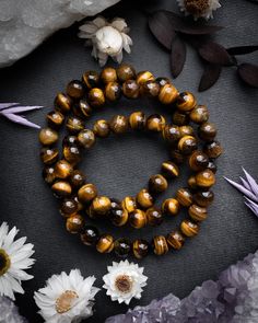 Tiger's Eye Round Bead Bracelet 8mm - The Healing Pear Gemstones Meaning, Eye Round, Ring Bracelet Chain, Tiger Eye Bracelet, Solar Plexus Chakra, Men's Bracelet, Crystal Meanings, Eye Bracelet, Mini Heart