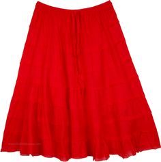 This cute and flirtatious solid red colored short skirt in cotton is a cool bohemian skirt with tiers for flare.  You can pair this classy light weight skirt with a variety of tops. #tlb #JuniorPetite #TieredSkirt #vacationclothing #beachwrap #Solid #shortskirt #tieredskirt #redsummercottonskirt Solid Bohemian Ruffled Skirt, Red Tiered Ruffle Maxi Skirt, Red Cotton Ruffle Skirt, Red Cotton Ruffled Skirt, Red Tiered Skirt For Summer, Red Ruffled Cotton Skirt, Casual Red Ruffled Maxi Skirt, Casual Red Maxi Skirt With Ruffles, Red Tiered Gathered Skirt