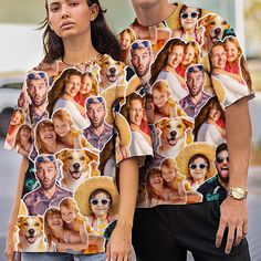 All Over Print T-Shirt, Personalized Photos Print Shirt, Beach Party Matching Shirt, Hawaii Party Bachelor Party Vacation Shirt, Funny Gift for Him Husband Boyfriend Father Grandfather. 🎁Customize Hawaiian shirts Add 1-15 different pictures to the All Over Print Face Shirt. It's a awesome and funny gift for your lover, family and friends, and for various holidays, birthday, anniversary, Hawaii Party and Bachelor Party. You just send us your photos through Etsy Message or email pinetree1976@hotmail.com after your purchase, we will send you the preview before production.  🌟How place an order? 1) Choose the style and size from the listing(refer to Size Table) 2)Add to chart and check out. 3) After place an order, send us your photos in the best possible resolution via Etsy Message. We will Funny Birthday Shirt, Funny Vacation Shirts, Custom Face Shirt, Funny Birthday Shirts, Hawaii Party, Funny Gifts For Him, Family Vacation Shirts, Vacation Shirts, Bachelor Party