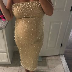 “She’s A Delicacy” Rhinestone Maxi/Midi Beautiful Gold Pearl Stretchy Dress. Gold Party Dresses With Pearl Embroidery, Red Halter Top, 70 Fashion, Bodycon Tank Dress, Bodysuit Dress, Ribbed Sweater Dress, Bandage Midi Dress, Belted Midi Dress, Ruched Midi Dress