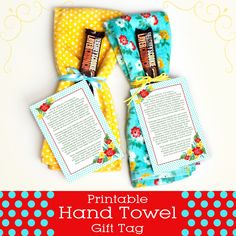 the printable hand towel gift tag is on display