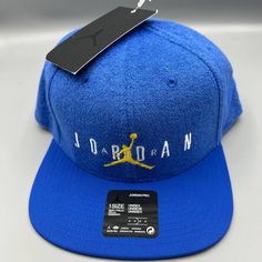 Air Jordan Hat Men Blue Jumpman Pro Sport Dna Snap Back Cap New Functional Blue Baseball Cap For Sports, Blue Breathable Baseball Cap For Sports Events, Blue Breathable Baseball Cap For Sports, Blue Six-panel Snapback Hat For Sports Events, Functional Blue Snapback Hat, Blue Breathable Baseball Cap With Visor, Functional Blue Baseball Cap With Curved Brim, Blue Six-panel Hat For Sports Events, Blue Breathable Visor Baseball Cap