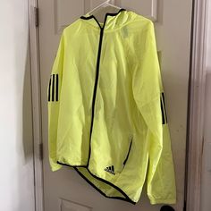 New With Tags! Worn Once. Bright Yellow!! Adidas Green Track Jacket For Spring, Spring Streetwear Long Sleeve Sport Coat, Adidas Urban Spring Track Jacket, Adidas Yellow Outerwear For Streetwear, Sporty Winter Windbreaker For Workwear, Sporty Track Jacket For Spring Workwear, Spring Sports Outerwear With Pockets, Urban Spring Sports Outerwear, Adidas Long Sleeve Windbreaker For Fall