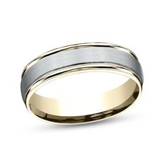 men's wedding bands with two tone gold and silver inlaying the center