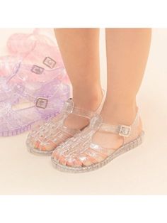 Blanco De moda Collar     Embellished Crystal Princess, Crystal Sandals, Dress Flats, Glitter Girl, Baby Sandals, Summer Flats, Jelly Sandals, Sole Shoes, Soft Rubber