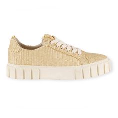 Like New And Great Condition Woven Straw Upper Lace-Up Round Toe Cotton Lining Rubber Sole Made In Brazil Textile Low-top Platform Sneakers With Woven Sole, Low-top Textile Platform Sneakers With Woven Sole, Gold Lace-up Sneakers With Textured Sole, Gold Low-top Sneakers With Textured Sole, Casual Gold Low-top Platform Sneakers, Low-top Platform Sneakers With Woven Sole, Beige Low-top Sneakers With Woven Sole, Gold Low-top Sneakers For Spring, Gold Low-top Platform Sneakers