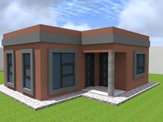 House Design 7x10 With 3 Bedrooms Terrace Roof House Plans 3d Small Flat Roof House Design In South Africa, Cheap House Plans, Flat Roof House Designs, Round House Plans, House Plans South Africa, Flat Roof House, House Roof Design, Affordable House Plans, Roof House