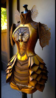 Ren Faire Cosplay, Ren Fair Accessories, Ren Faire Fairy Costume, Bee Armor, Dnd Armor Design, Ren Faire Diy, Fairy Armor, Bee Oc, Dnd Cosplay