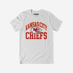 Kansas City Chiefs Arched Wordmark T-Shirt FOCO White S - FOCO.com Sports Fan T-shirt In Team Colors, Game Day Jersey T-shirt With Letter Print, Team Name T-shirt For Sports Season, Fan Apparel T-shirt With Letter Print, Sports Fan T-shirt With Short Sleeves, Jersey T-shirt With Letter Print For Game Day, Game Day Sports Fan T-shirt With Crew Neck, Collegiate T-shirt With Team Logo For Sports Events, Jersey T-shirt With Team Name For Fan Merchandise