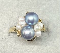 Vintage 14k Yellow Gold ~7.5mm Blue & White Pearl Round Band Ring Sz8 4.47g STHV Pictures are of actual item you will receive Check out our eBay store for more great listings Blue Pearl Ring, Blue Pearl Ring For Anniversary, High Luster Blue Jewelry For Anniversary, Pearl Wedding Ring, Pearl Rings Vintage, Pearl Rings, Jewelry Aesthetic, Aesthetic Jewelry, Stone Engagement Rings