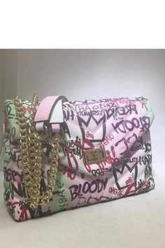 Color Graffiti Printed Shoulder Bags - Really pretty nice color, you will love the tagging the graffiti - It has enough room for the essentials - EASY TO USE:It opens and closes very easily - Graffiti handbag is the type of bag you wear to concerts/ parties etc. to style up your outfit - - Size: 11* 3.5 * 7 Inch Pink Rectangular Shoulder Bag With Letter Print, Trendy Pink Shoulder Bag With Letter Print, Pink Letter Print Shoulder Bag, Multicolor Rectangular Bags For Streetwear, Trendy Multicolor Bag For Streetwear, Trendy Pink Bag For Streetwear, Trendy Everyday Bag With Graffiti Print, Graffiti Bag, Color Graffiti