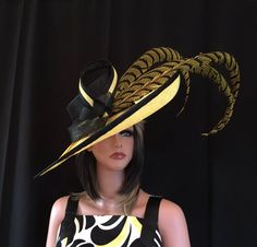 2017 collection.Yellow kentucky derby hat. Derby Hat. Formal | Etsy Derby Hats Diy Ideas, Church Suits And Hats, Formal Hat, Royal Ascot Hats, Derby Outfits, Couture Hats, Ascot Hats, Navy Hats, Women Hats Fashion