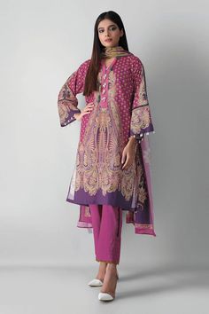 Khaadi A21384 Pink Autumn Collection 2021 Casual Long Sleeve Sets With Printed Motifs, Casual Unstitched Long Sleeve Sets, Purple Long Sleeve Sets With Printed Motifs, Long Sleeve Pink Top For Eid, Pink Long Sleeve Tops For Eid, Casual Lawn Suit With Printed Motifs And Long Sleeves, Casual Long Sleeve Lawn Suit With Printed Motifs, Casual Pink Cotton Lawn Suit, Purple Long Sleeve Lawn Suit For Summer