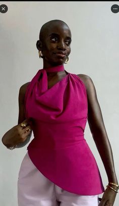 Asymmetrical Top Outfit, Fashion Guide, Tie Neck Tops, Beaded Rope, Classy Casual Outfits, African Style, Classy Casual, African Design Dresses