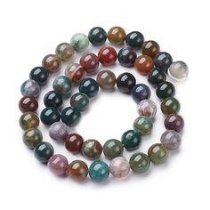 Natural Indian Agate Beads, Round, Multi Color. Semi-Precious Gemstone Beads for Jewelry Making.   Size: 8mm Diameter, Hole: 1mm; approx. 45pcs/strand, 15 Inches Long.  Material: Natural Indian Agate, Multi-Color Beads with a Combination of Emerald Green, Brown, Clear and Red Color. Polished Finish.  Indian Agate Properties: Indian Agate is Known as a Powerful Healing Stone. It's Believed to Give Physical Strength, Protection and Emotional Security. Indian Agate, Silver Gemstone Jewelry, Beads For Jewelry Making, Beads For Jewelry, Agate Beads, Agate Gemstone, Agate Stone, Natural Pearls, Green Brown