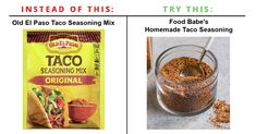 the ingredients for taco seasoning mix are shown