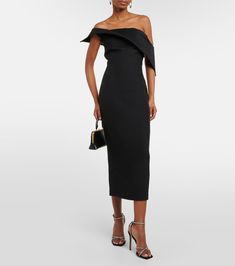 Formal Elastane Dresses, Luxury Sheath Midi Dress For Evening, Chic Midi Evening Dress With Flattering Silhouette, Luxury Fitted Knee-length Midi Dress, Luxury Midi Dress For Cocktail, Sheath Bodycon Midi Dress For Gala, Bodycon Sheath Midi Dress For Gala, Chic Midi Dress With Flattering Silhouette, Luxury Knee-length Midi Dress For Cocktail