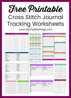 the free printable cross stitch journal is shown