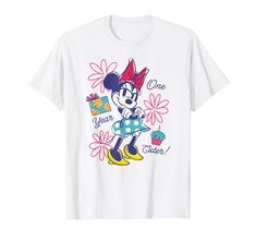 a white t - shirt with an image of minnie mouse on it's chest