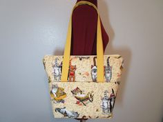 Handmade tote bag with cats on the beach Casual Travel Bag With Cat Print, Casual Cat Print Travel Bags, Everyday Tote Shoulder Bag With Cat Design, Casual Cat Design Tote Shoulder Bag, Everyday Use Cat Print Tote Shoulder Bag, Travel Shoulder Bag With Cat Print, Everyday Cat Design Tote Shoulder Bag, Cotton Cat Print Rectangular Bag, Multicolor Rectangular Bag With Cat Print