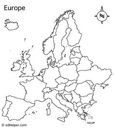 the map of europe is outlined in black and white