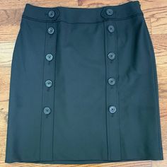 Nwt Ann Taylor Dress Skirt With Double Buttons Feature On Front. Buttons Do Not Open. Fully Lined With A Size Zipper. All Measurements Are Approximate: Waist 16”, Length 20.5” (#45) Fitted Mini Skirt With Snap Buttons, Black Buttoned Mini Skirt For Work, Black Office Skirt With Button Closure, Black Buttoned Skirt For Work, Black Buttoned Skirt For Formal Occasions, Black Skirt With Buttons For Formal Occasions, Fitted Workwear Skirt With Button Zip Fly, Formal Mini Skirt With Buttons, Formal Buttoned Mini Skirt