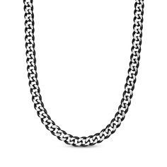 Express your stylish self with the bold dual-finish look of this curb chain necklace. Stainless steel with black ion plating 11mm links 30 inches with box clasp Black Stainless Steel Necklaces With Chunky Chain, Black Chunky Chain Necklace In Stainless Steel, Black Cuban Link Jewelry With Curb Chain, Black Cuban Link Curb Chain Jewelry, Classic Black Chain Link Necklace, Black Stainless Steel Chunky Chain Necklace, Black Chunky Chain Stainless Steel Necklace, Classic Black Chain Necklace With Box Chain, Classic Black Link Chain Necklace