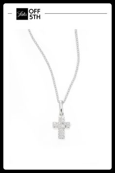 A Simple Small Cross Pendant Is Adorned With Shimmery Round Diamonds And Suspended From A White Gold Chain. Add It To Your Everyday Accessory Rotation, And Layer It With Your Other Favorite Pieces. Diamonds, 0.08 Tcw 14k White Gold Lobster Clasp Imported Size Pendant Width, About 0.25 Length, About 18 Please Note: Warranty Services Are Provided Exclusively By Effy, Saks Off 5th Is Not Responsible For These Services. Center Core - W Fine Jewelry > Saks Off 5th. Effy. Classic White Necklace With Pave Setting, Formal Cross Necklace With Single Cut Diamonds, Formal Cross Necklaces With Diamond Accents, Classic White Diamond Cross Pendant Necklace, Classic Cross Necklace In Diamond White, Diamond White Classic Cross Necklace, Anniversary Necklace With Pave Setting Cross Pendant, Anniversary Cross Pendant Necklace With Pave Setting, White Cross Necklace With Diamond Accents For Formal Occasions