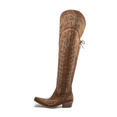 PRICES MAY VARY. This thigh high cowboy boots has heel height about 5 CM/1.96" chunky heel,faux leather upper material,Synthetic lining These wide calf cowgirl boots with emborided detail is a must have this season Over the knee wide calf boots are fit true to size; If you have a wide foot, high instep or high arch-size up. Cowgirl boots are suitable for Casual, Party, Office, Gown, Dating, offer a fashion look and comfortable to walk around in all day! Western over the knee boots would be the b Over The Knee Western Boots, Cowboy Boots Wide Calf, Thigh High Boots With Jeans, Thigh High Cowgirl Boots, Thigh High Cowboy Boots, Winter Cowgirl Outfit, Office Gown, Wide Calf Boots For Women, Wide Calf Cowgirl Boots