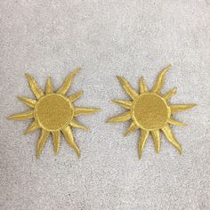 Brand New Vintage 90’s Gold Embroidered Sun Sunshine Set Of 2 Appliqu. Can Be Sewn Or Glued Onto Your Favorite Pair Of Pants, Jeans, Jacket, Sweater, Purse. Handmade So May Have Some Little Wear But So Cool And Unique. Comes In A Clear Bag. Boho, Hippie, Street Wear, Retro, Casual, Vintage, Unique, Rare, Preppy, Classic. Diy Sweater Purse, Embroidered Sun, Purse Handmade, Jacket Sweater, Clear Bag, Jeans Jacket, Clear Bags, Pants Jeans, Pair Of Pants