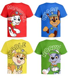 PRICES MAY VARY. Officially-Licensed Paw Patrol Shirts: Your Paw Patrol Short Sleeve T-Shirt 3 Pack features officially licensed prints of fan-favorite Paw Patrol Pups - and with these colorful, vibrant designs, your little one will feel like he's a part of the gang Quality Build For Ruff-Ruff Rescues: You can feel confident knowing that no matter how ‘ruff’ their kids playtime gets, these Paw Patrol T-Shirts are up for the challenge; featuring heavy duty sewing, reinforced tape-necks, and soft Camisa Paw Patrol, Paw Patrol Shirt, Paw Patrol Rocky, Paw Patrol Chase, Paw Patrol Characters, Marshall Paw Patrol, Chase Paw Patrol, Paw Patrol Nickelodeon, Boys Fleece