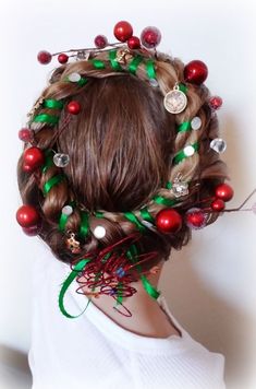 Christmas Hair Color Ideas - Amazon.com, one of the world's largest store. Click immediately to find what you are looking for. Christmas Hair Updo, Christmas Crazy Hair, Christmas Updo, Tree Braids Hairstyles, Tree Braids