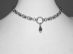 -ˋˏ Valeria Choker ˎˊ- ⊹ Length: 12.5 inches (pictured) + 2 inch extender Please measure your neck to ensure your preferred fit ⊹ Materials: Stainless Steel, Black Herkimer Diamond (yours may differ slightly from the photo, but it will be just as striking!) Inspired by armor, this handwoven chainmail choker empowers the wearer to embrace their inner strength. At its heart lies a speckled black Herkimer diamond, celebrating imperfect beauty. It makes a bold statement while remaining elegant and v Choker Ideas, Chainmail Choker, Imperfect Beauty, Chunky Choker Necklace, Chainmaille Jewelry, Wire Crochet Jewelry, Chunky Choker, Clothing Wishlist, Chainmail Jewelry