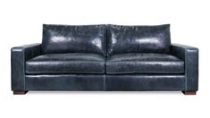 a black leather couch on a white background