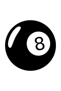 a black and white image of a pool ball with the number 8 in it's center