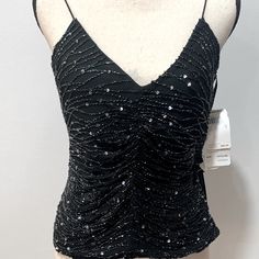 Adrianna Papell Glamour Accent Camisole Sequin Details. Size Small Nwt Glamorous Cami Top For Evening, Glamorous Fitted Camisole Top, Glamorous Evening Cami Tank Top, Glamorous Evening Camisole Tank Top, Glamorous Tank Camisole For Night Out, Evening Cami Tank Top For Party Season, Evening Party Season Cami Tank Top, Cami Tank Top For Evening Party Season, Elegant Camisole Tank Top For Party