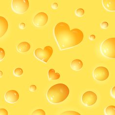 yellow background with hearts and bubbles