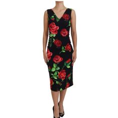 Brand: Dolce & Gabbana Size: Labeled It 42 | Us Medium Sleeveless V-Neck Dress With Floral Rose Pattern With Back Zipper Closure, And Silk Lining. Floral Sheath Midi Dress. Type: Midi Sheath Dress Color: Black Rose Print Zipper Closure On The Back Material: 92% Silk 8% Elastane Lining: 94% Silk 6% Elastane Condition: New With Tags Made In Italy Authenticity Guaranteed Ships From Austin, Tx, Same Day If Purchased By 2 Pm Ct. Multicolor Fitted Formal Midi Dress, Fitted Multicolor Formal Midi Dress, Formal Fitted Multicolor Midi Dress, Elegant Multicolor Midi Dress For Formal Occasions, Elegant Multicolor Formal Midi Dress, Black Silk Dress With Floral Print, Black Silk Floral Print Dress, Multicolor Midi Formal Dress, Elegant Fitted Multicolor Dresses