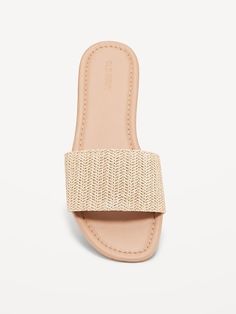 Raffia Slide Sandals | Old Navy Zappos Shoes, Foot Bed, Slide Sandals, Womens Sandals, Old Navy, Faux Leather, Slip On, Sandals, Navy