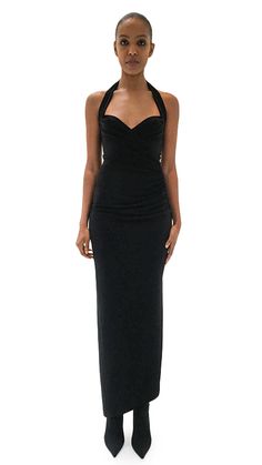 Cocktail Halter Dress, Square Neck Halter Dress, Black Halter Gown, Black Dinner Dress, Drape Gown, Western Gown, Midi Gowns, Alexa Demie, Halter Gown