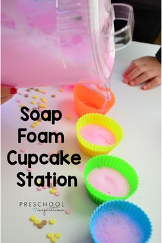 soap foam cupcake station for kids to make