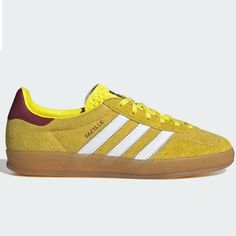 New With Tags And Box. Shoes Are Women’s Size 9.5 But Big Yellow Highlighter, Adidas Gazelle Indoor, Adidas Yellow, Adidas Tubular Shadow, Yellow Adidas, Bold Shoes, Adidas Swift Run, Adidas Tennis Shoes, Timeless Shoes