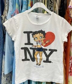 Vintage Betty Boop I Love New York City Tee Shirt Outfit Easy 30 day return policy I Love New York Sweater, 2000 Graphic Tees, Betty Boop Shirt Outfit, Random T Shirts, Thrift T Shirts, Vintage Graphics Tees, New York Outfit Inspo Summer, 200s Party Outfit, Frat Merch Designs