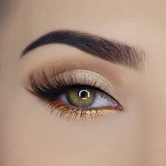 Flot Makeup, Cute Eye Makeup, Eye Makeup Steps, Gold Eyeshadow, Beautiful Eye Makeup