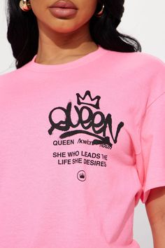 Available In Hot Pink. Crew Neck Long Sleeve Front And Back Screen Disclaimer: Due To The Printing Process A Difference In Saturation May Occur. Each Garment Is Unique. Print Placement Will Vary. 100% Cotton Imported | Queen Energy Graphic Tee Shirt in Hot Pink size XL by Fashion Nova Queen Energy, Hot Pink Fashion, Pink Crew Neck, Graphic Tee Shirt, Print Placement, Personal Marketing, Graphic Tee Shirts, In Hot, Pink Fashion