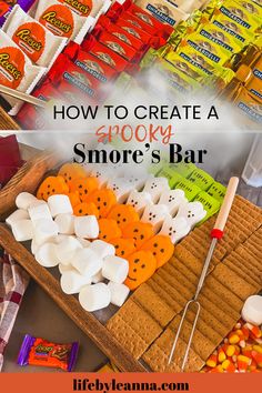 how to create a spooky smore's bar with candy and marshmallows