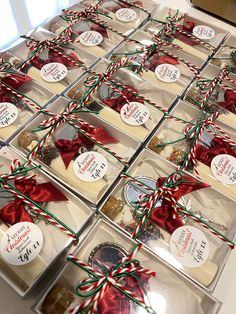 several boxes filled with different types of cookies