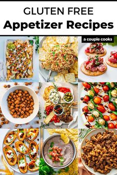 a collage of different appetizers with text that reads gluten free appetizer recipes