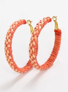 Elevate your style with our stylish Ink & Alloy Woven Hoops. Crafted with stunning coral woven hoops, these earrings will add a touch of elegance to any outfit. Stand out from the crowd and make a sophisticated statement with these exclusive hoops. Trendy Hoop Earrings For Vacation, Chic Summer Hoop Earrings As A Gift, Spring Vacation Hoop Earrings, Chic Summer Hoop Earrings For Gift, Elegant Summer Hoop Earrings, Handmade Hoop Earrings For Summer Vacation, Handmade Chic Hoop Earrings, Red Bohemian Hoop Earrings For Summer, Woven Red Jewelry For Summer