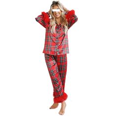 PRICES MAY VARY. ❤Material: Christmas pajamas women set, made of soft, breathable, lightweight polyester fabric, makes you sleep and leisure very comfortable. A must-have for women lounging around the house on lazy weekend for all season. ❤Style: Women flannel pajamas set, long sleeve button down tops pants pj set, soft warm cotton nightwear, plaid patterns, feather trim, drawstring waist, buttons up front design, chic and classic. ❤Size: S, M, L, XL. Please refer to our size chart before your o Christmas Pjs Women, Pjs Women, Womens Christmas Pajamas, Cute Christmas Shirts, Christmas Pajama Set, Flannel Pajama Sets, Feather Trim, Satin Pyjama Set, Women Christmas